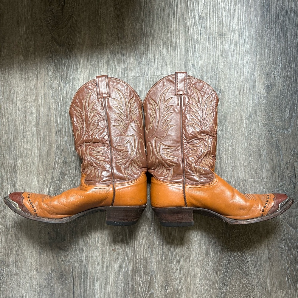 Vintage Justin Boots Brown Sz 10 D Cowboy Western Made In USA Style 1936 - Picture 4 of 7